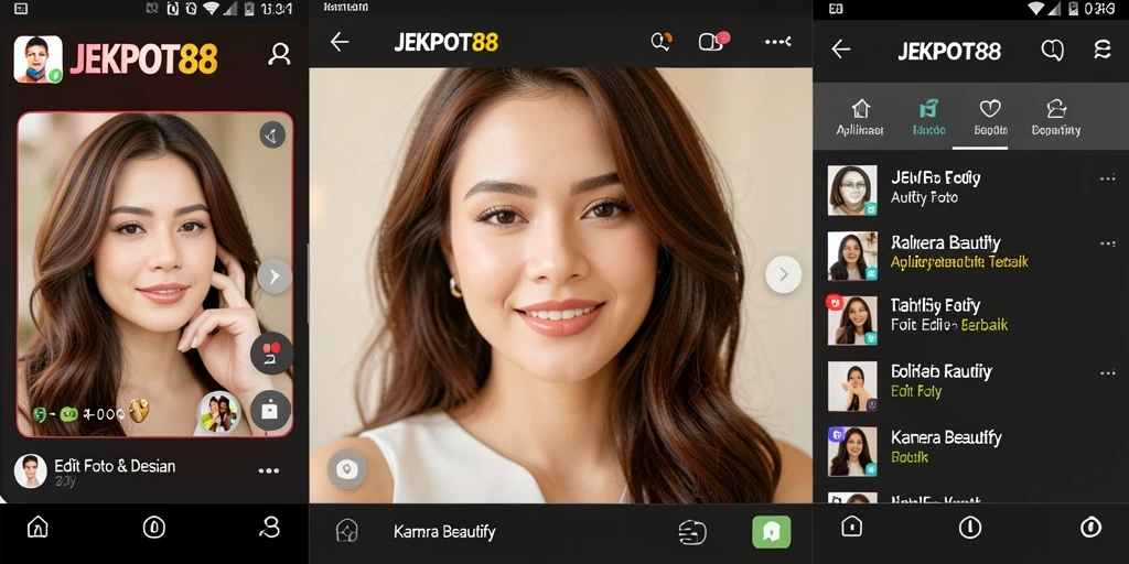 Antarmuka aplikasi JEKPOT88 dengan fitur canggih untuk edit foto.