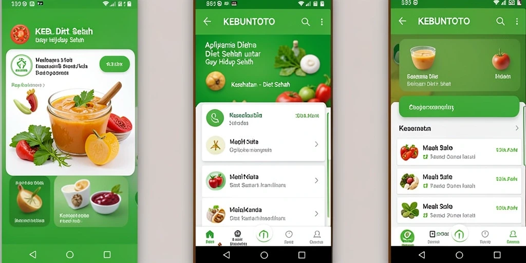 Tampilan antarmuka aplikasi KEBUNTOTO untuk Diet Sehat.