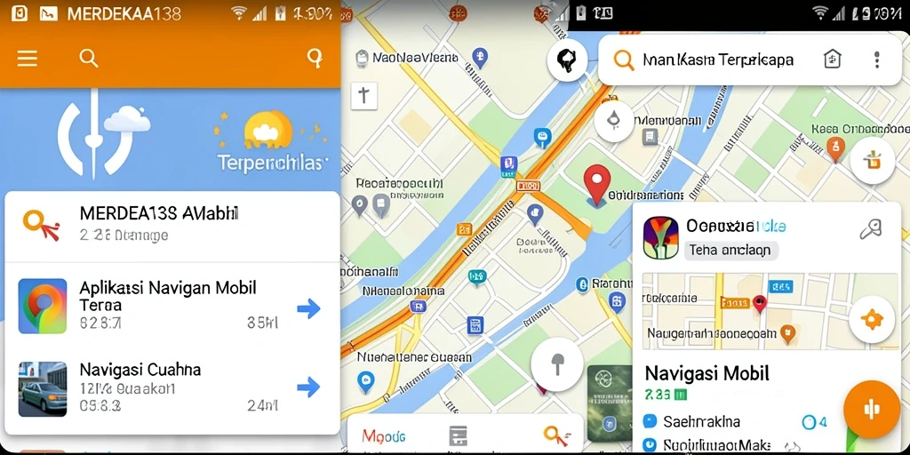 Tampilan antarmuka <strong>MERDEKA138</strong> yang sederhana dan informatif untuk navigasi mobil.