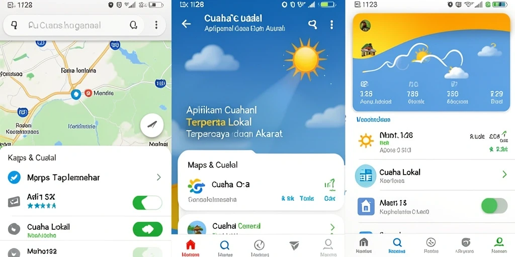 Tampilan antarmuka aplikasi cuaca lokal OLX128 yang informatif.