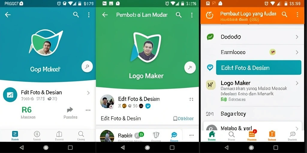 Antarmuka aplikasi PRG007 menampilkan fitur desain logo yang menarik.