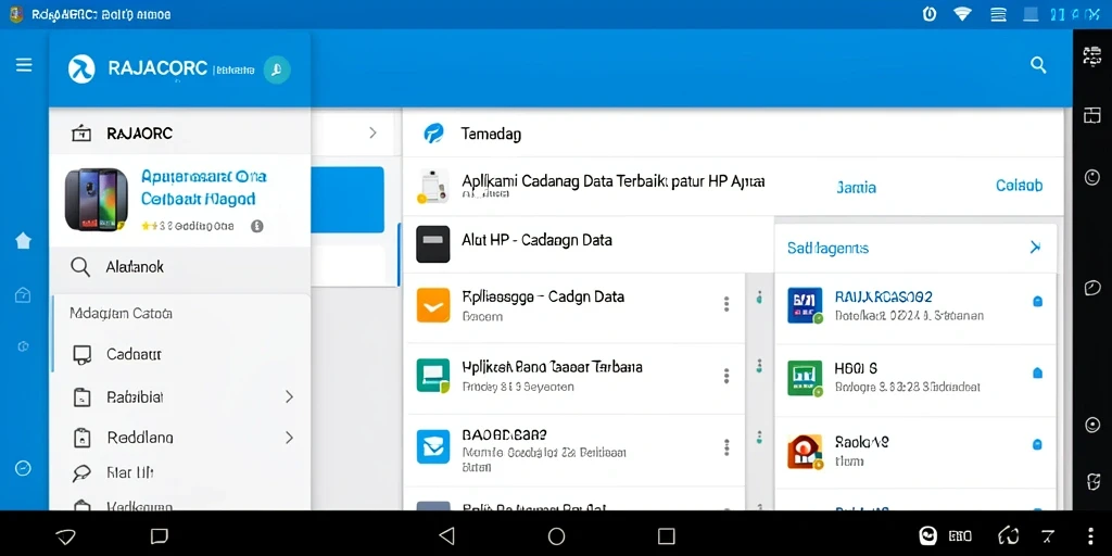 Antarmuka RAJACORC menampilkan fitur cadangan data yang intuitif dan mudah diakses.