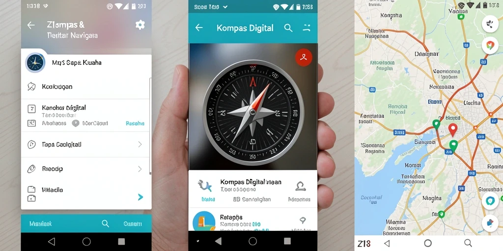 Antarmuka Z18 yang informatif dengan fungsi kompas digital.